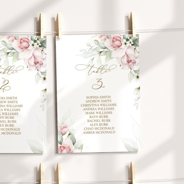 Blush & Eucalyptus Table Number 3 Seating Chart (Creator Uploaded)