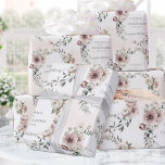 Blush Eucalyptus Wedding Add Name & Congratulation Wrapping Paper<br><div class="desc">A wedding wrapping paper in watercolor-painted blush flowers and sage eucalyptus wreaths with the bride and groom's name,  their numeric wedding date,  and the word,  "congratulations."</div>