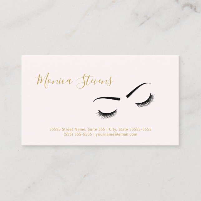 Blush Eyelashes Cosmetologist Design Business Card (Front)