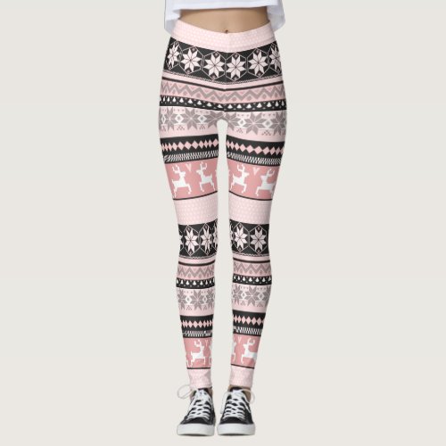 Blush Fair Isle Pattern Leggings