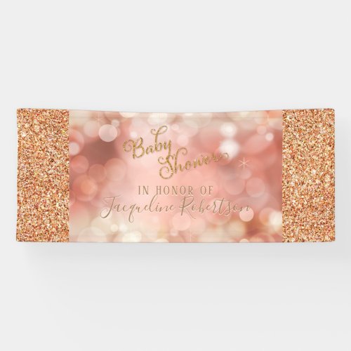 Blush Fairy Lights Rose Gold Glitter Baby Shower Banner