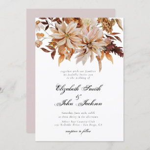 Blush Fall Autumn Burnt Orange Rust Wedding Invitation