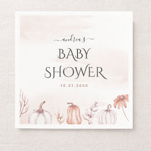 Blush Fall Pumpkin Baby Shower Napkins