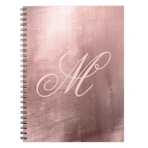 Blush Fancy Monogram Shiny Faux Rose Gold Foil Notebook