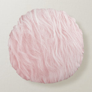 Blush Faux Highland Cow Fur #1 (Faux Fur) #animal Round Pillow