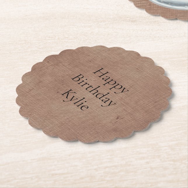 Blush Faux Linen (linen look)  Paper Coaster (Angled)