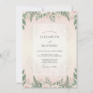 Blush Fern Foliage Wedding Invitation