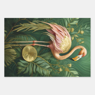 Blush  Flamingo  Elegance, Tropical Pink Feathers Wrapping Paper Sheets