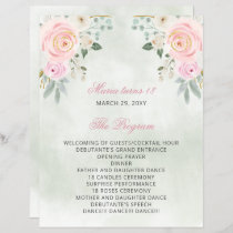Blush Floral 18 Candles and Roses Ceremony Program