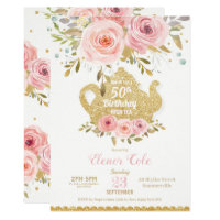 Blush Floral 50th Birthday High Tea Party ANY AGE Invitation