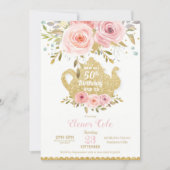 Blush Floral 50th Birthday High Tea Party ANY AGE Invitation (Front)