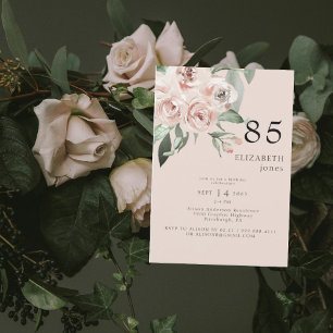 Blush Floral 85TH Birthday Party II Invitation