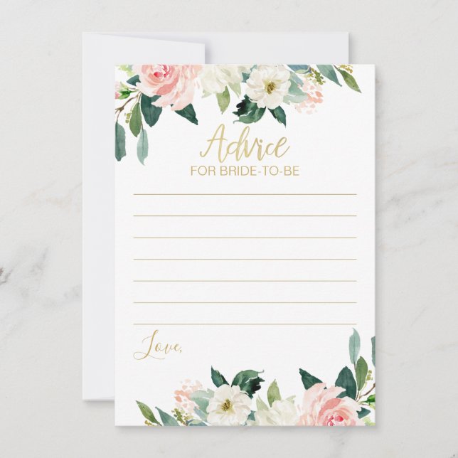 Blush Floral Advice to Bride-To-Be Card (Front)