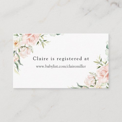 Blush Floral and Greenery Baby Shower Registry  Enclosure Card