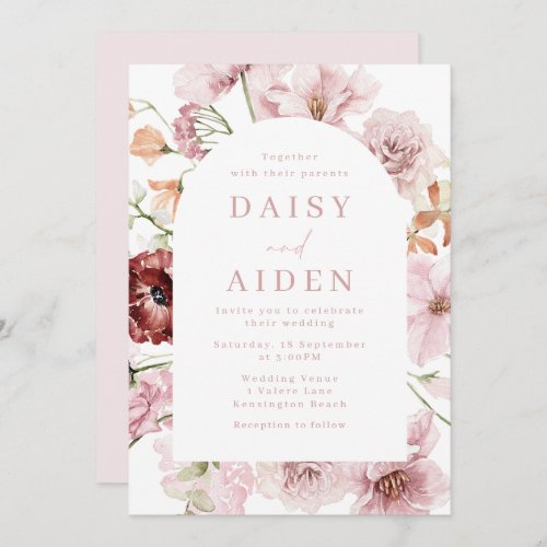 Blush Floral Arch Elegant Wedding Invitation