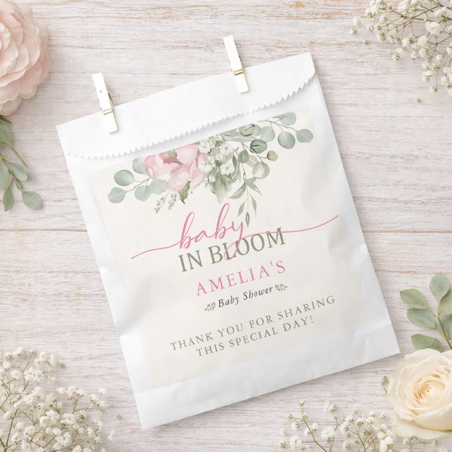 Blush Floral Baby in Bloom Baby Girl Shower  Favor Bag (Blush Floral Baby in Bloom Baby Girl Shower Favor)