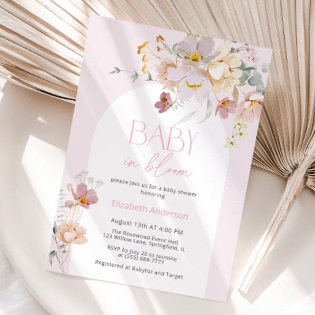 Blush Floral Baby in Bloom Baby Shower Invitation (Creator Uploaded)