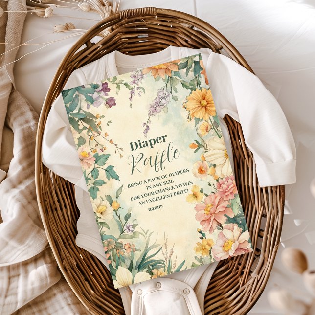 Blush Floral Baby in Bloom Diapper Raffle Enclosure Card (Creator Uploaded)