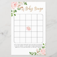 Blush floral baby shower bingo game