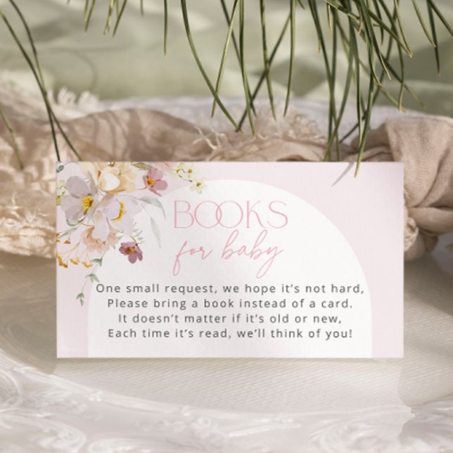 Blush Floral Baby Shower Books for Baby Enclosure Card (Creator Uploaded)