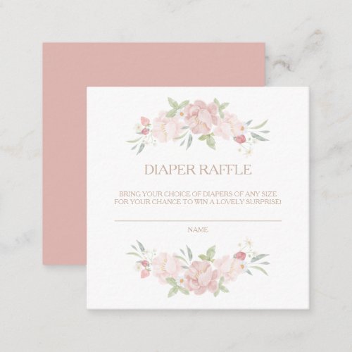 Blush Floral Baby Shower Diaper Raffle Card