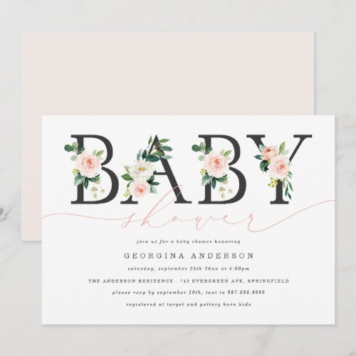 Blush Floral Baby Shower Invitation