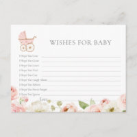 Blush Floral Baby Shower Wishes for Baby Card