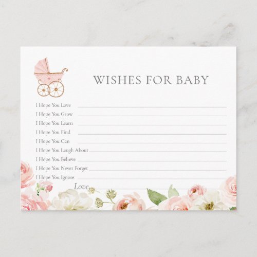 Blush Floral Baby Shower Wishes for Baby Card