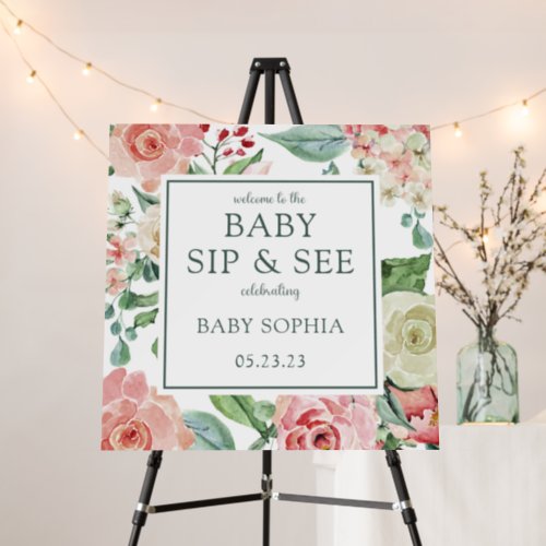 Blush Floral Baby Sip and See Welcome Foam Board