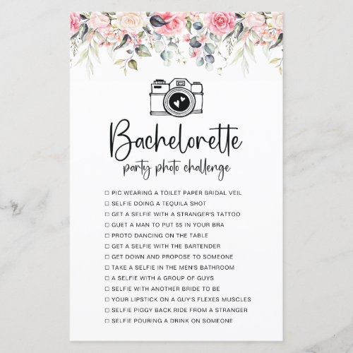 Blush Floral  Bachelorette Photo Challenge Game