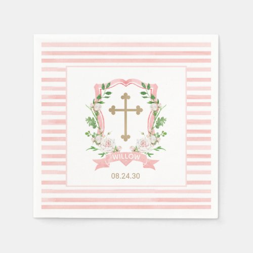 Blush Floral Baptism Napkins