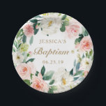 Blush Floral Baptism Paper Plate<br><div class="desc">These paper plates are perfect for any event! Easily change the name,  event and date!</div>