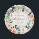 Blush Floral Baptism Paper Plate<br><div class="desc">These paper plates are perfect for any event! Easily change the name,  event and date!</div>