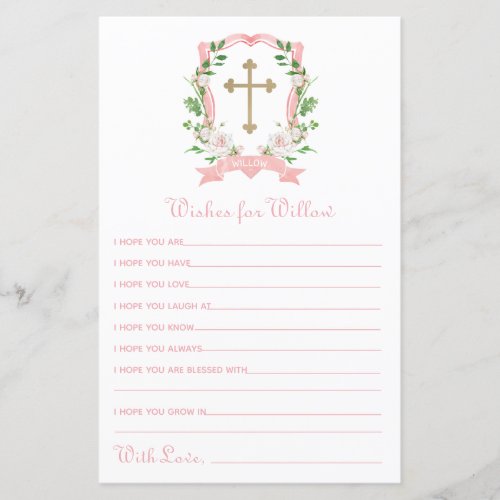 Blush Floral Baptism Wishes For Baby