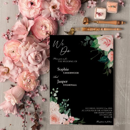 Blush Floral Black We Do Wedding Invitation