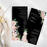 Blush Floral Black Wedding Flat Program<br><div class="desc">This blush floral black wedding flat program design features beautiful chic neutral backgrounds of black or white with simple modern typography and elegant calligraphy to set a sophisticated tone for any style of event. Each product is embellished with gorgeous blush pink roses and peach and ivory hydrangeas arranged with lush...</div>