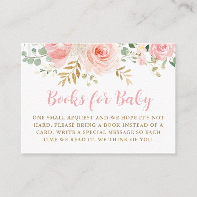 Blush Floral Books for Baby Insert Card (Front)