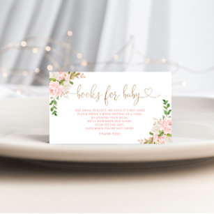  Blush floral books for baby ticket enclosure card