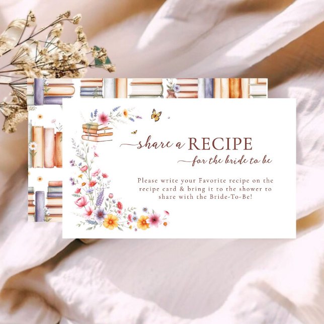 Blush Floral Bookstore Bridal Shower Recipe Card  (Creator Uploaded)