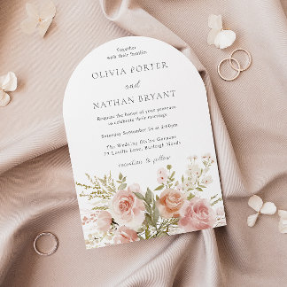 Blush Floral Boquet All Seasons Wedding Invitation