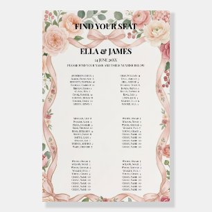 Blush Floral Border Seating Chart Sign