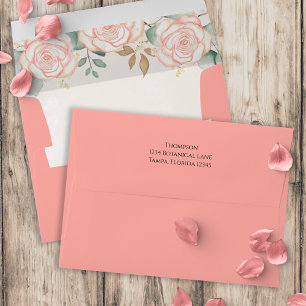 Blush Floral Botanical Wedding Greenery Custom Envelope