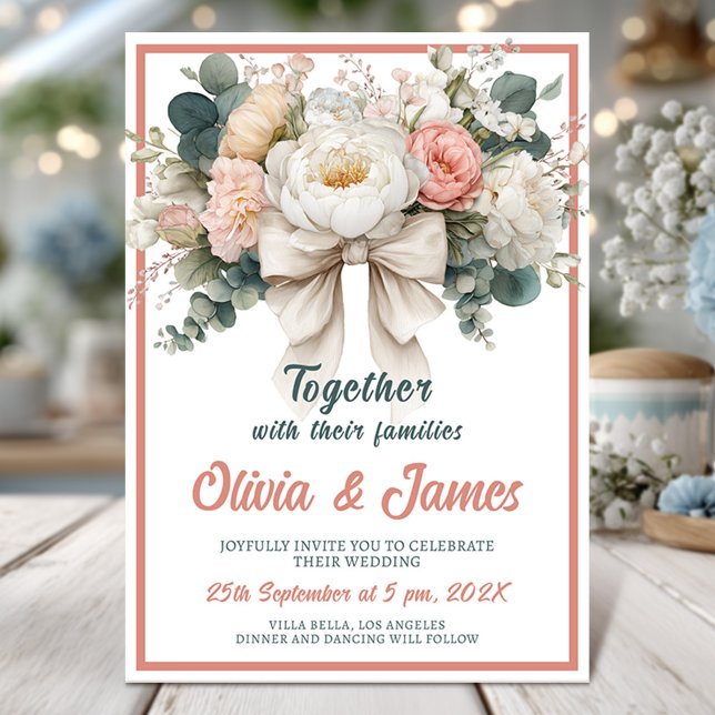 Blush Floral Bouquet Wedding Invitation (Creator Uploaded)