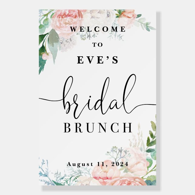 Blush Floral Bridal Brunch Shower Welcome sign (Front)