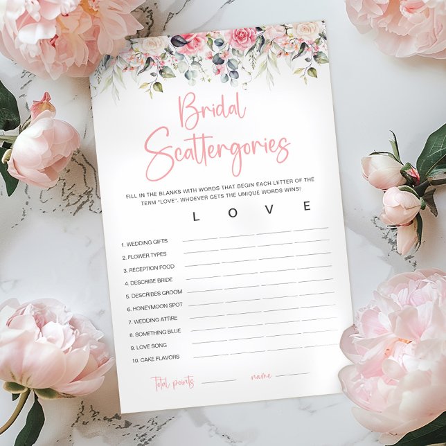 Blush Floral | Bridal Scattergories Game Card (Creator Uploaded)
