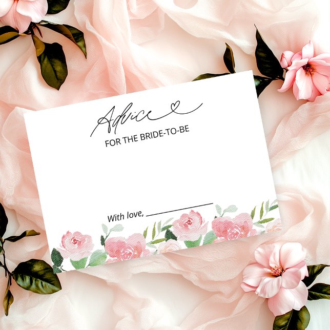 Blush Floral Bridal Shower Advice Cards (Creator Uploaded)