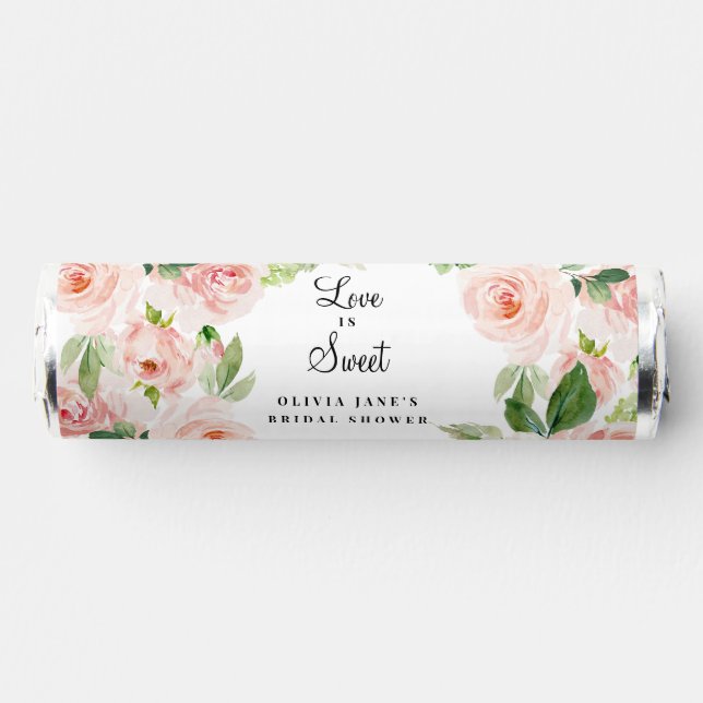 Blush Floral Bridal Shower Breath Mints (Front)