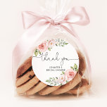 Blush floral bridal shower classic round sticker<br><div class="desc">Blush floral bridal shower Classic Round Sticker.
Matching items available.</div>