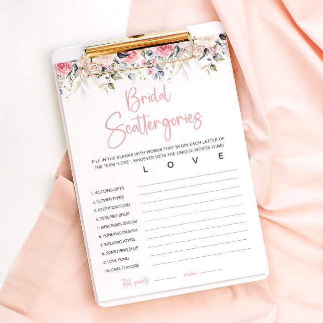 Blush Floral Bridal Shower Game Card (Creator Uploaded)