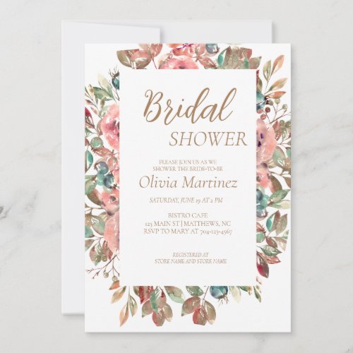 Blush Floral Bridal Shower Invitation 